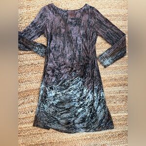 Art of Cloth Medium Tie Dye Boho Stretchy Long Sleeve Dress with ruched details